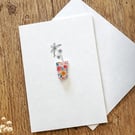 Greetings Cards - A6 White Linen Note Card & Envelope - Flowers