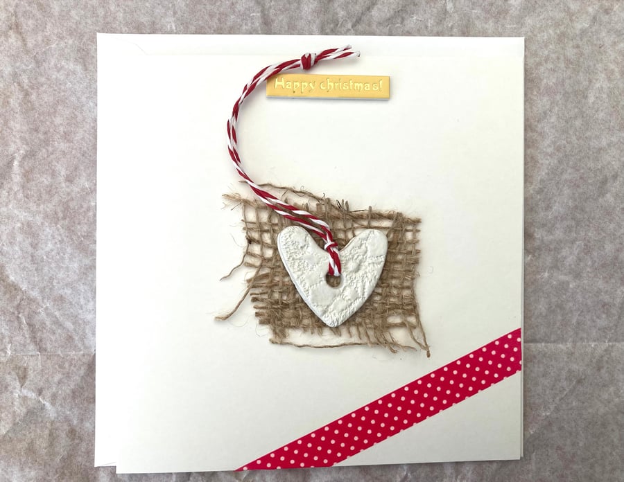 Hand made christmas card, gift and card rolled into one, christmas hanger 