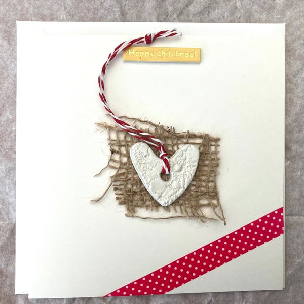 Hand made christmas card, gift and card rolled into one, christmas hanger 