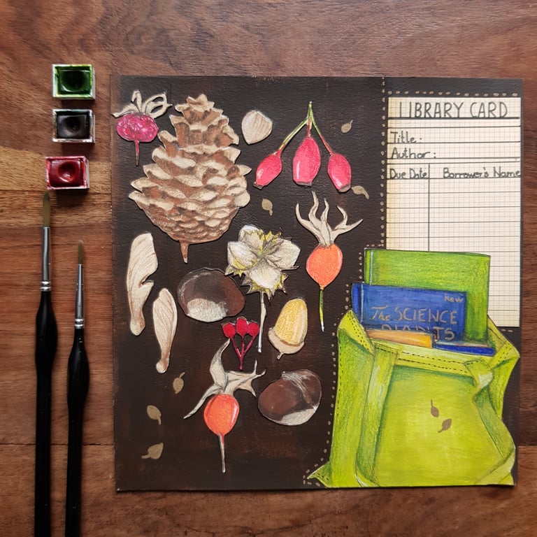 The forager's library  original artwork 