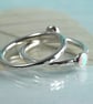 Silver Stacking Ring with White Synthetic Opal Hammered band in Sterling - Image 4