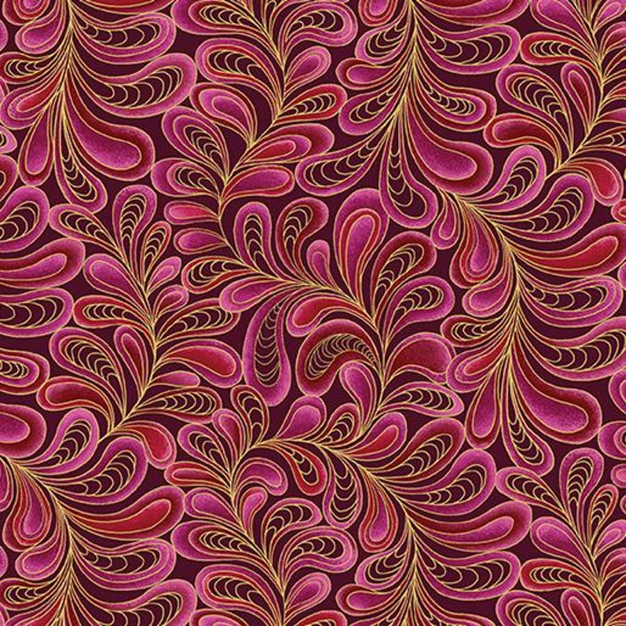 Cat-i-tude - Feather Frolic Raspberry - Benartex 