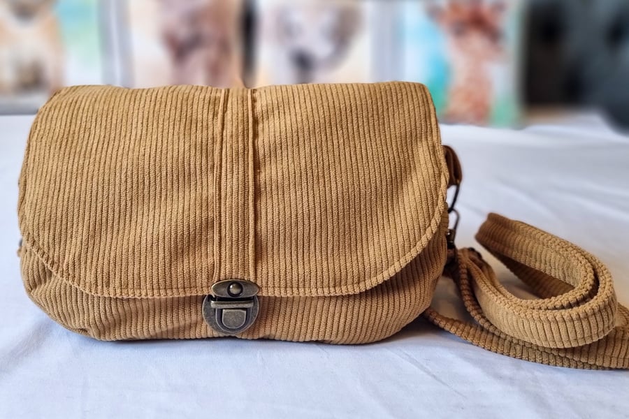 Beige Soft Corduroy Handbag