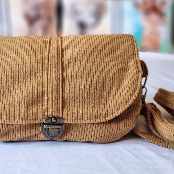 Beige Soft Corduroy Handbag