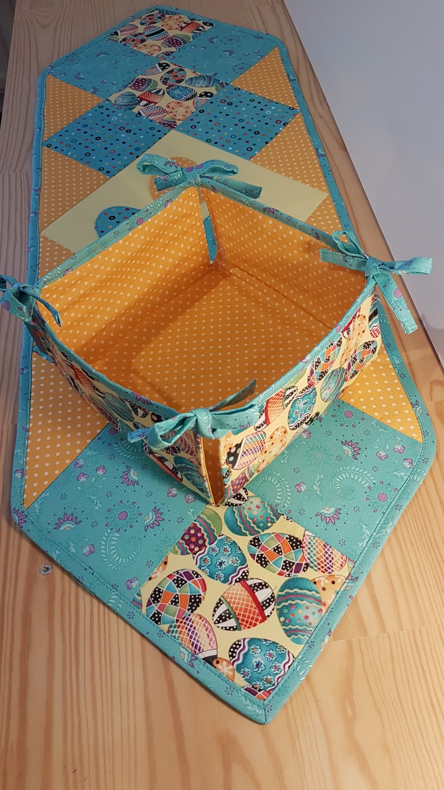 Easter table runner with basket