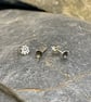 Silver Oxidised Earrings-Tiny Disk Studs - Image 2