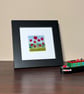 Wool & textile needle felted picture, 4"x4" framed, Poppies (2) - Image 1
