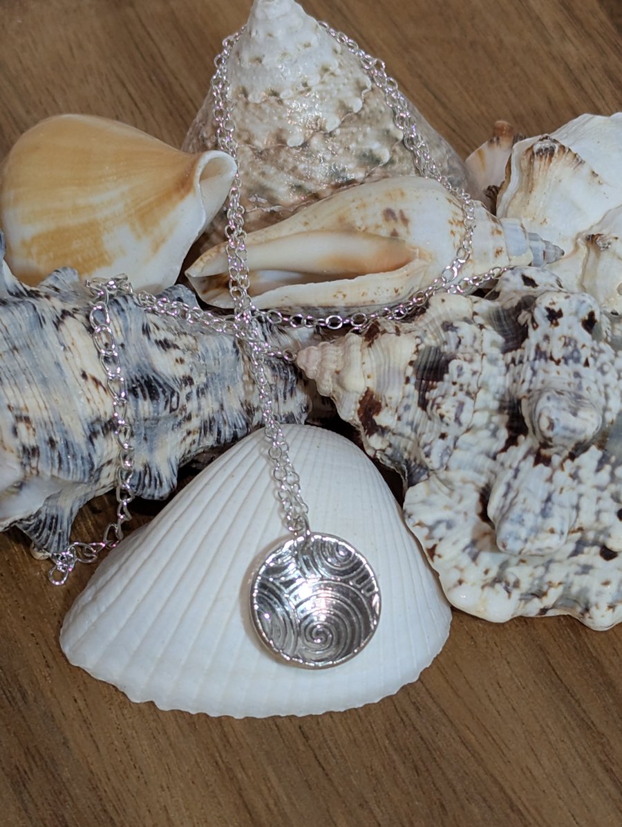 Fine Silver Domed Disc Pendant