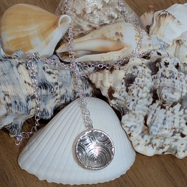 Fine Silver Domed Disc Pendant