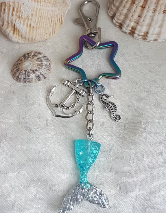 Gorgeous Mermaid Tail Key Ring - Bag Charm - Bl... - Folksy