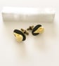 Faux Taxidermy Crow Raven Bird Skull Bronze Cufflinks - Image 2