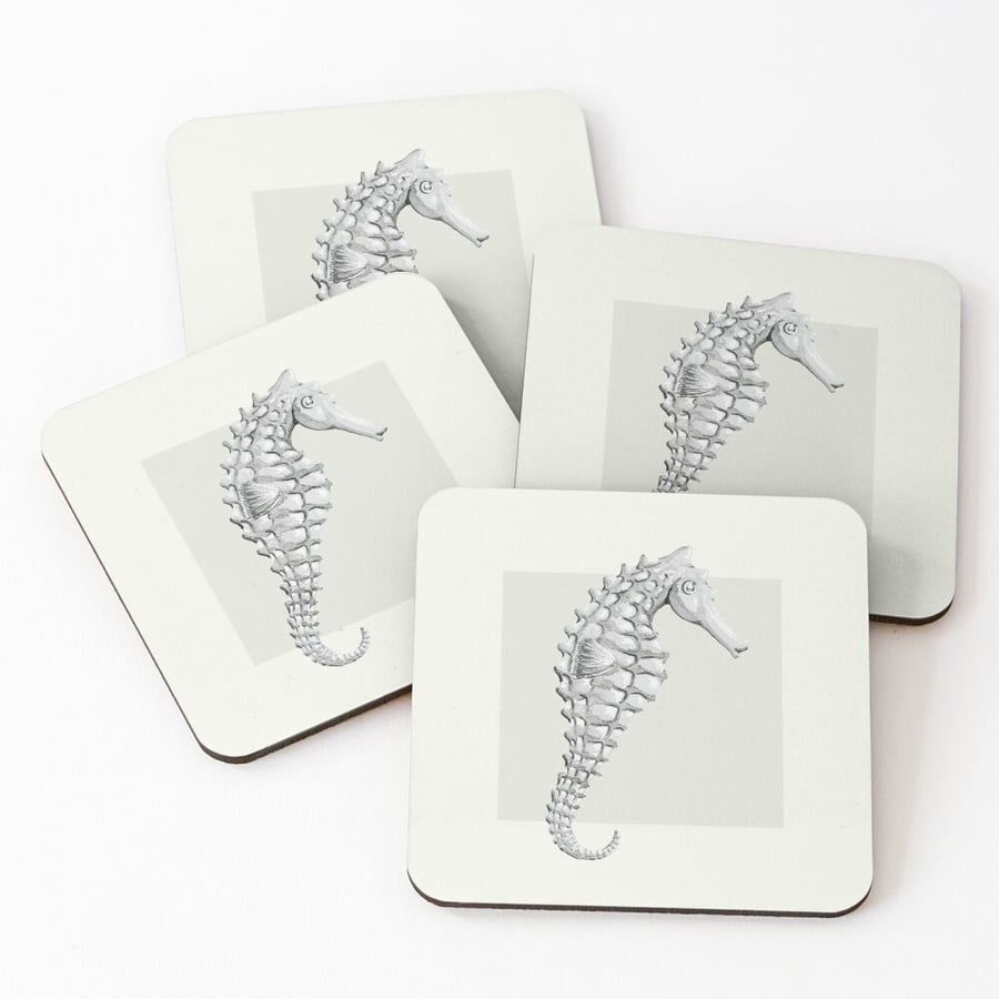Seahorse coaster in neutral coastal collection beach house style tableware