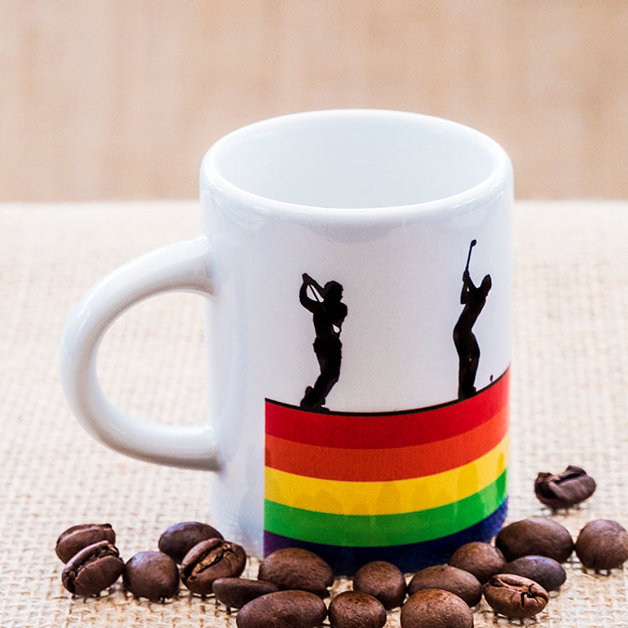 Rainbow Golfers Espresso Coffee Mug for Golfing Fans, Enthusiasts and Players