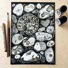 Pebbles & Ammonite A4 Print
