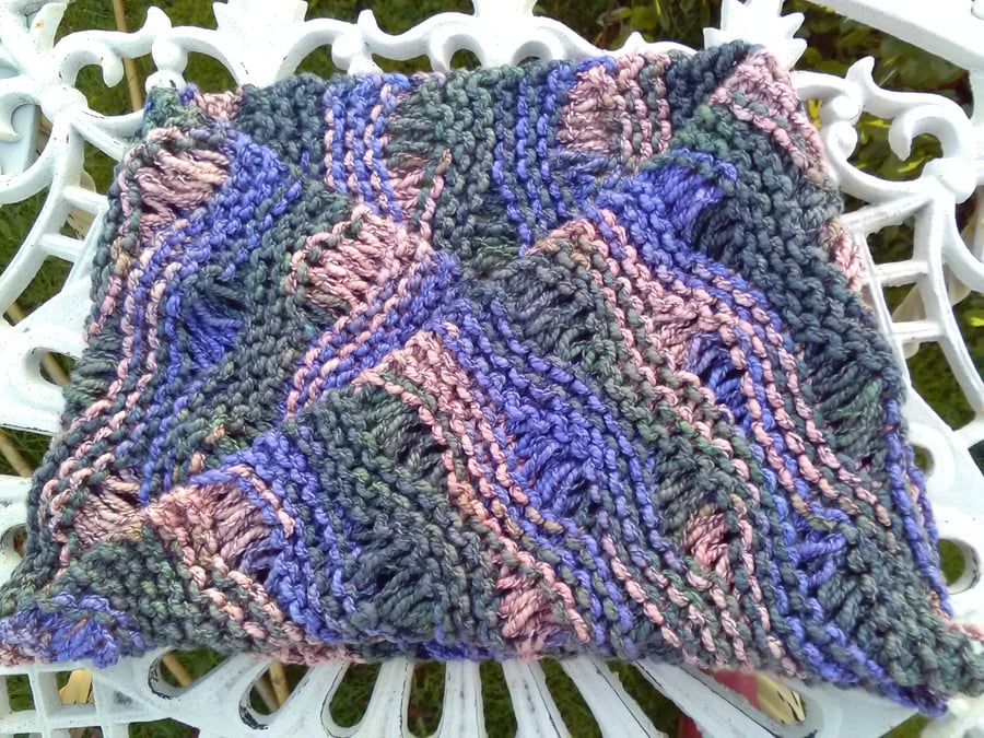 Lacy Twisted Mobius Cowl inHand-dyed Pima Cotton Pink Green Blue