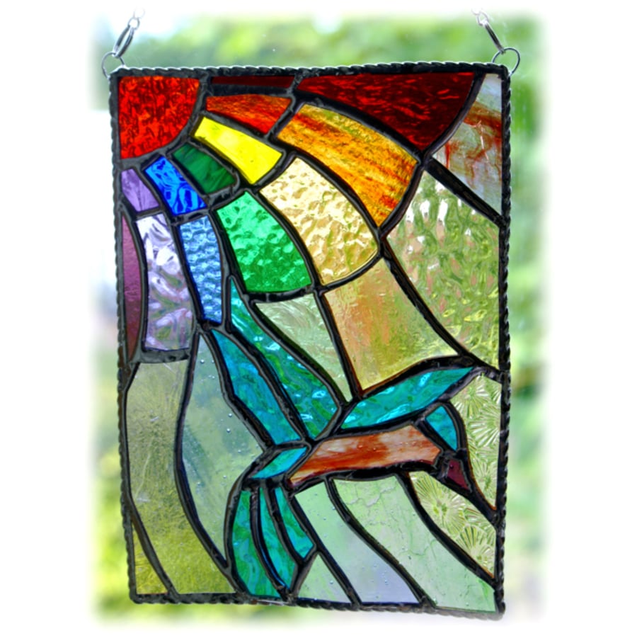 Kingfisher Rainbow Panel Stained Glass Suncatcher bird