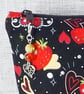 Make up bag, zipped pouch, strawberries & hearts - Image 9