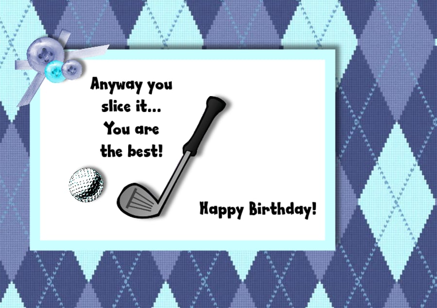 Male birthday card, golf theme