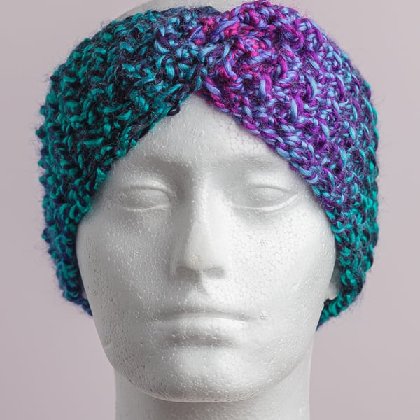 Chunky crochet earwarmer headband handmade textured cosy
