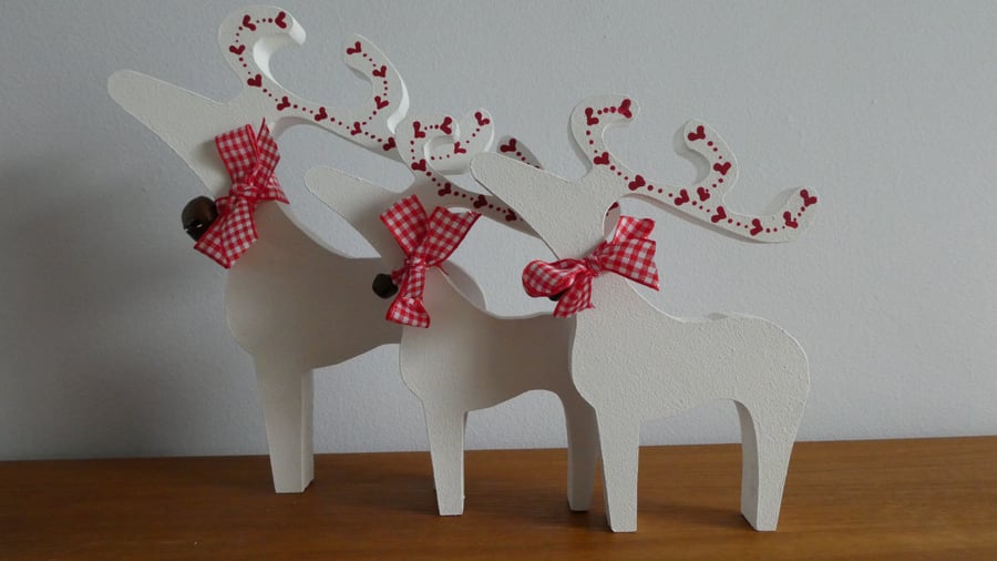 Set of 3 Handpainted Stargazing Reindeer