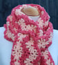 Crochet Stripey Scarf in Peach and Watermelon - Image 9