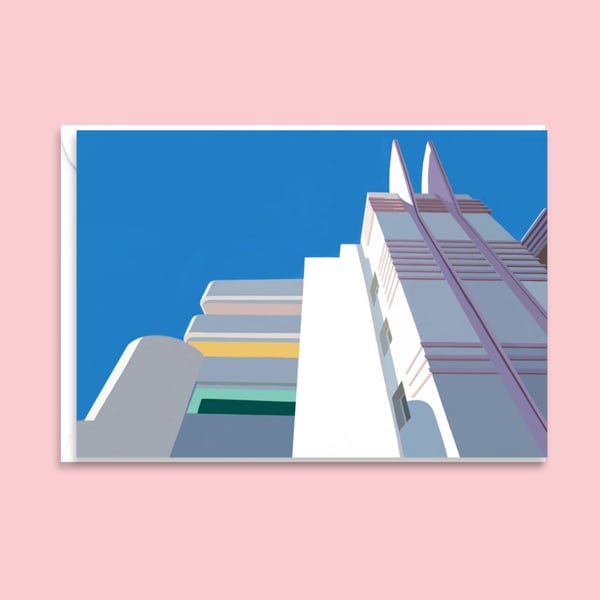 Art Deco Greetings Card - American Deco Building Blank Card