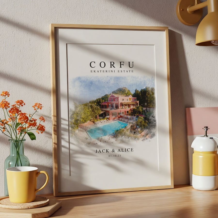 Personalised Wedding Venue Watercolour Print