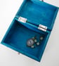 Teal Floral Hand painted Box, Wildflowers Pattern, Storage for Jewellery  - Image 8