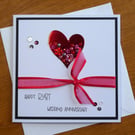 Embellished Heart Ruby Wedding Anniversary Card - 40th Anniversary