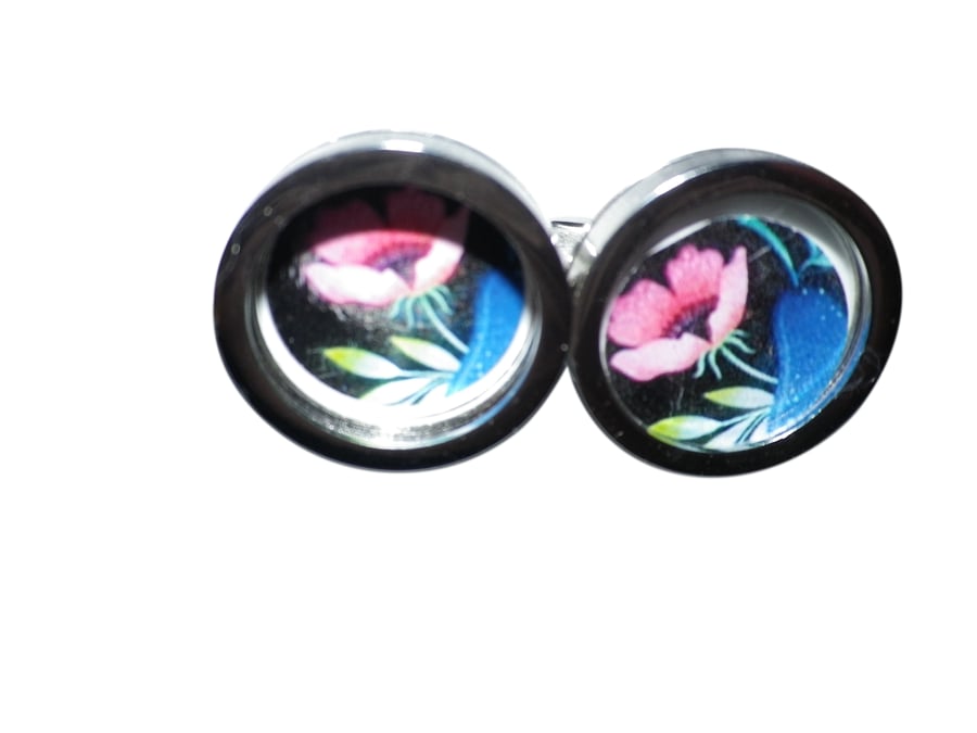 Spring Flower cufflinks,free shipping, gift wrapped, beautiful image, Ref 9722 