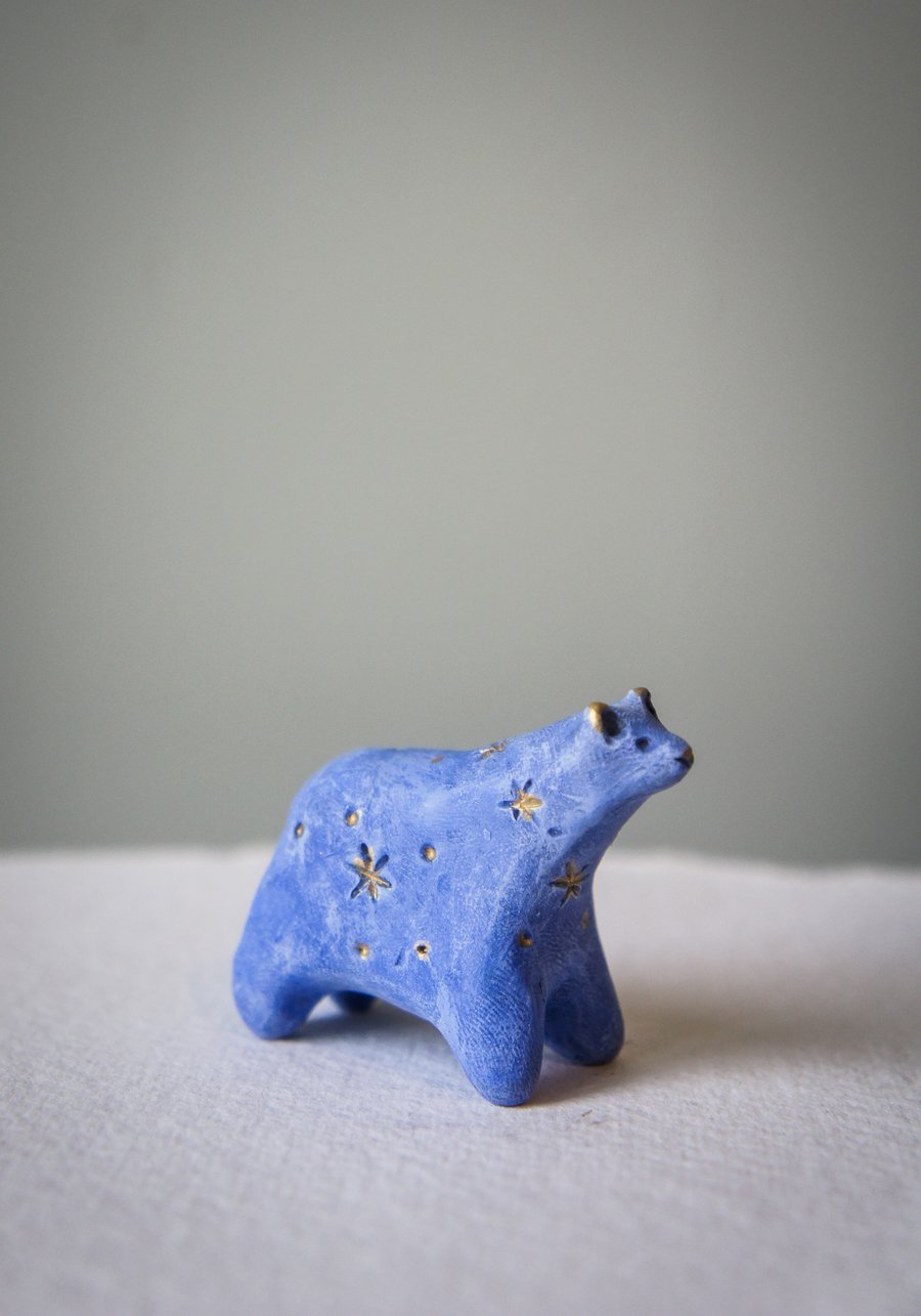 Small Blue Starry Bear Sculpture