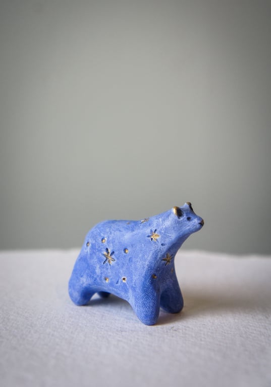 Small Blue Starry Bear Sculpture