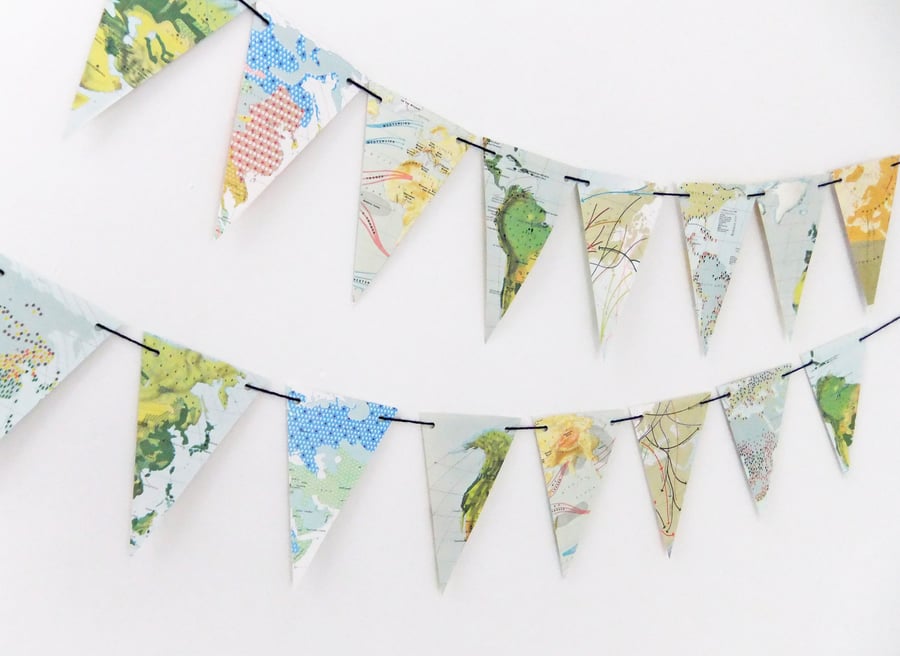 Map Bunting -  Eco-friendly Banner
