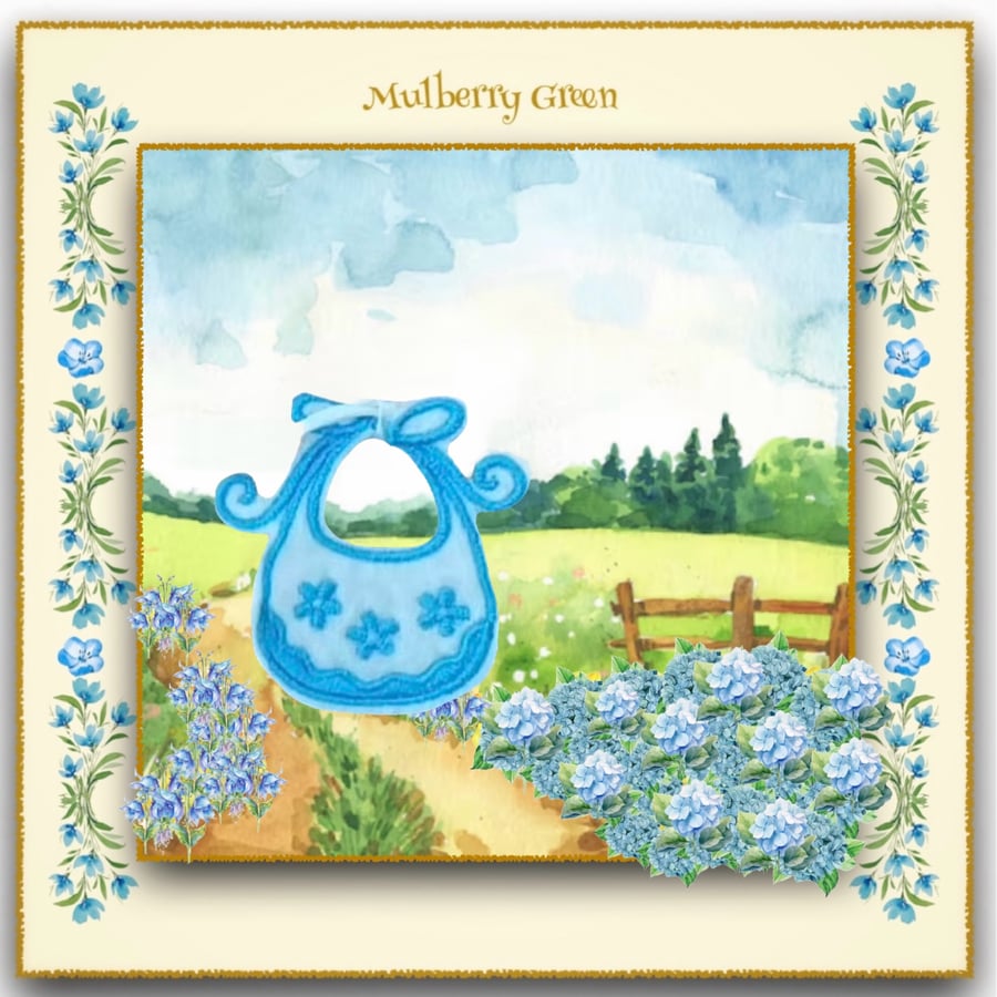 Blue Embroidered Bib for Baby Daisy 