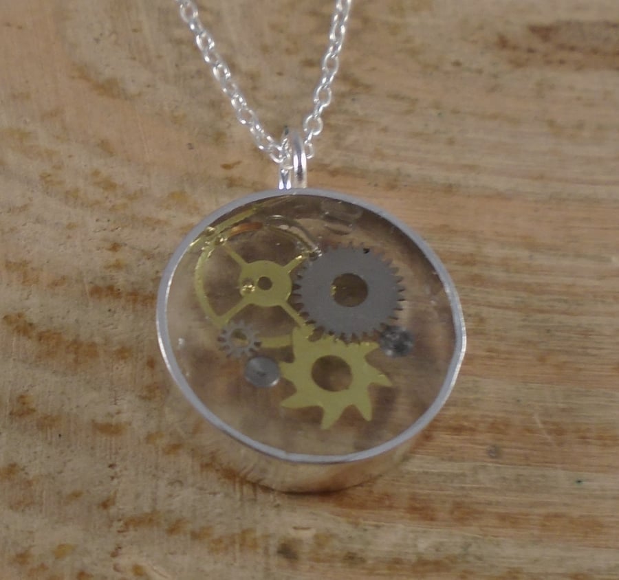 Sterling Silver Cog Necklace