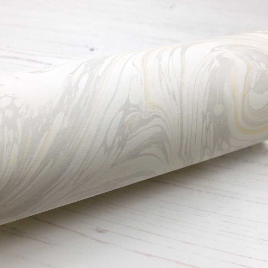 A4 Marbled paper sheet in grey and cream