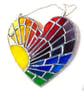 Sun Heart Suncatcher Stained Glass Rainbow Rays Handmade 009