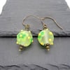 Lampwork Glass Earrings, Flower Earrings, Lemon and Lime Earrings, glass earring