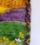 Fused Glass Meadow Art: Robin Landscape on Oak Stand - Image 10
