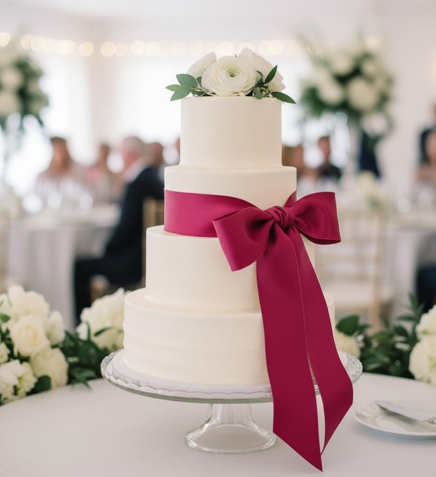 Hand Dyed Berry Red Silk Ribbon: Bridal Bouquet Ribbon. For cakes, stationery