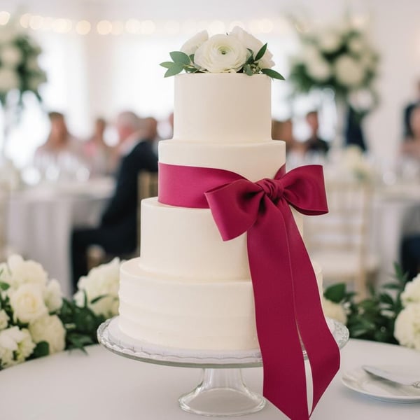 Hand Dyed Berry Red Silk Ribbon: Bridal Bouquet Ribbon. For cakes, stationery