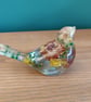 Resin Floral Bird Figurine, Yellow Dried Flowers, Handmade Ornament, Bird Lover  - Image 4