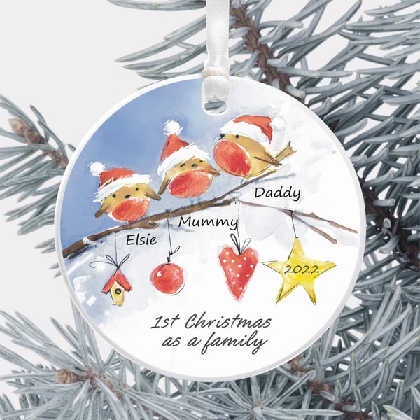 Personalised First Christmas as a Family Tree Decoration Bauble - New Parents