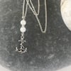 Handmade mother of pearl and anchor charm necklace 