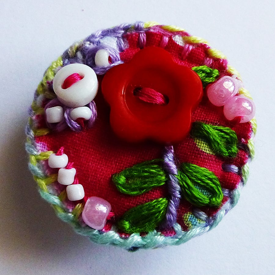 Brooch, mini colourful flower brooch
