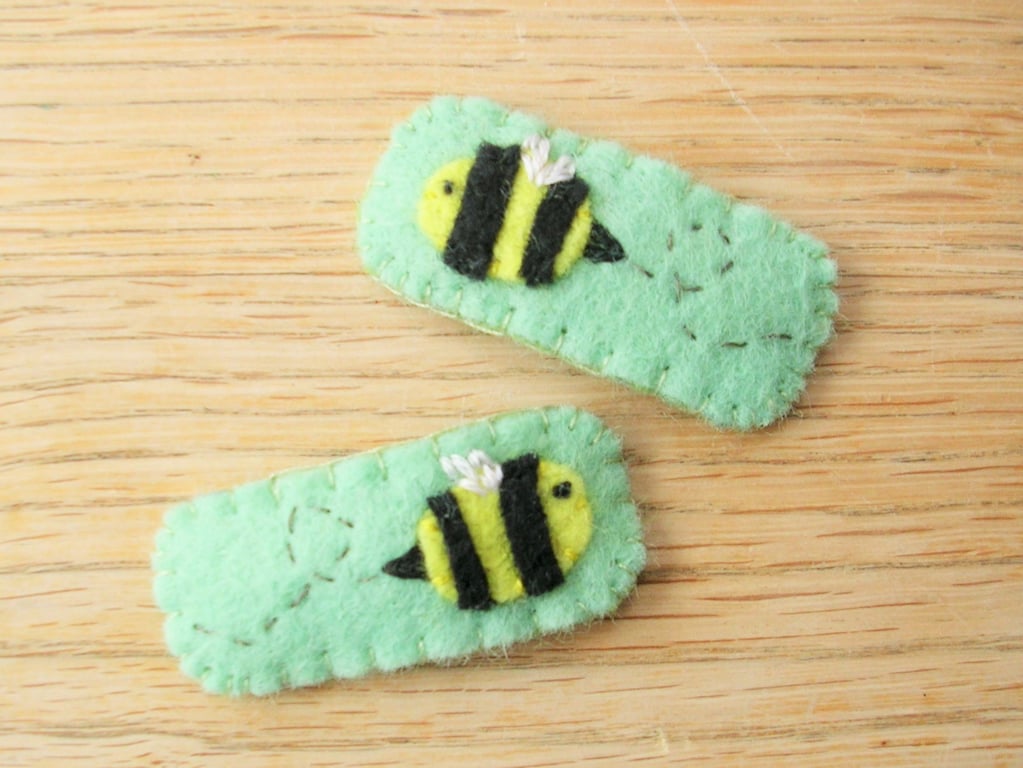 Bumblebee Felt Hair Clips