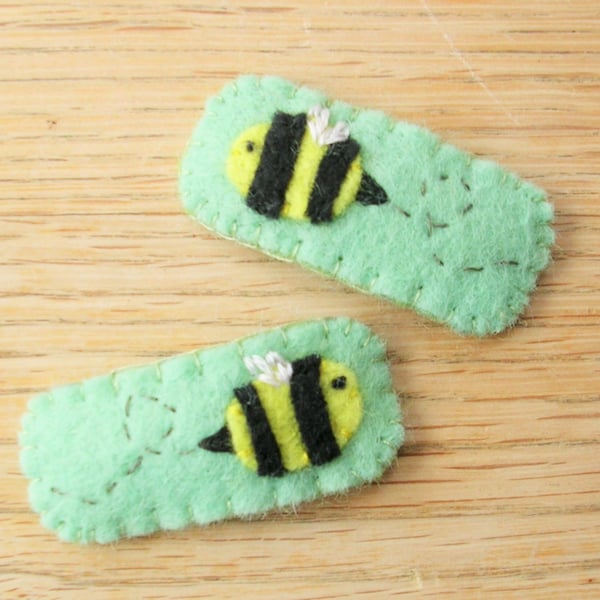 Bumblebee Felt Hair Clips