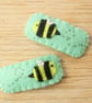 Bumblebee Felt Hair Clips - Hand made and embroidered - Image 1