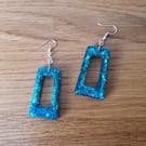 Sparkly Blue Retro Style Drop Earrings
