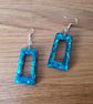 Sparkly Blue Retro Style Drop Earrings
